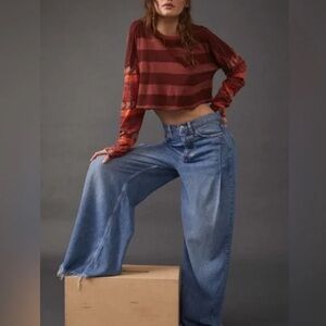 Free People Jamie Patchwork Long Sleeve Sz L